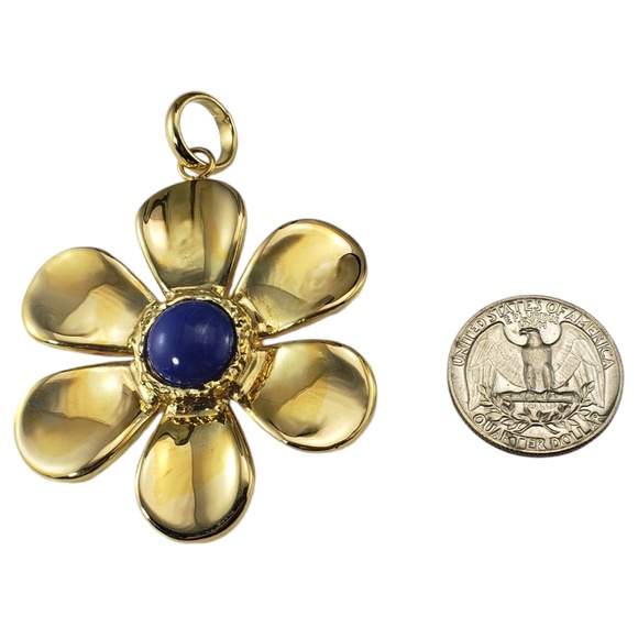 18 Karat Yellow Gold and Lapis Lazuli Large Flower Pendant #18454 - Picture 7 of 7